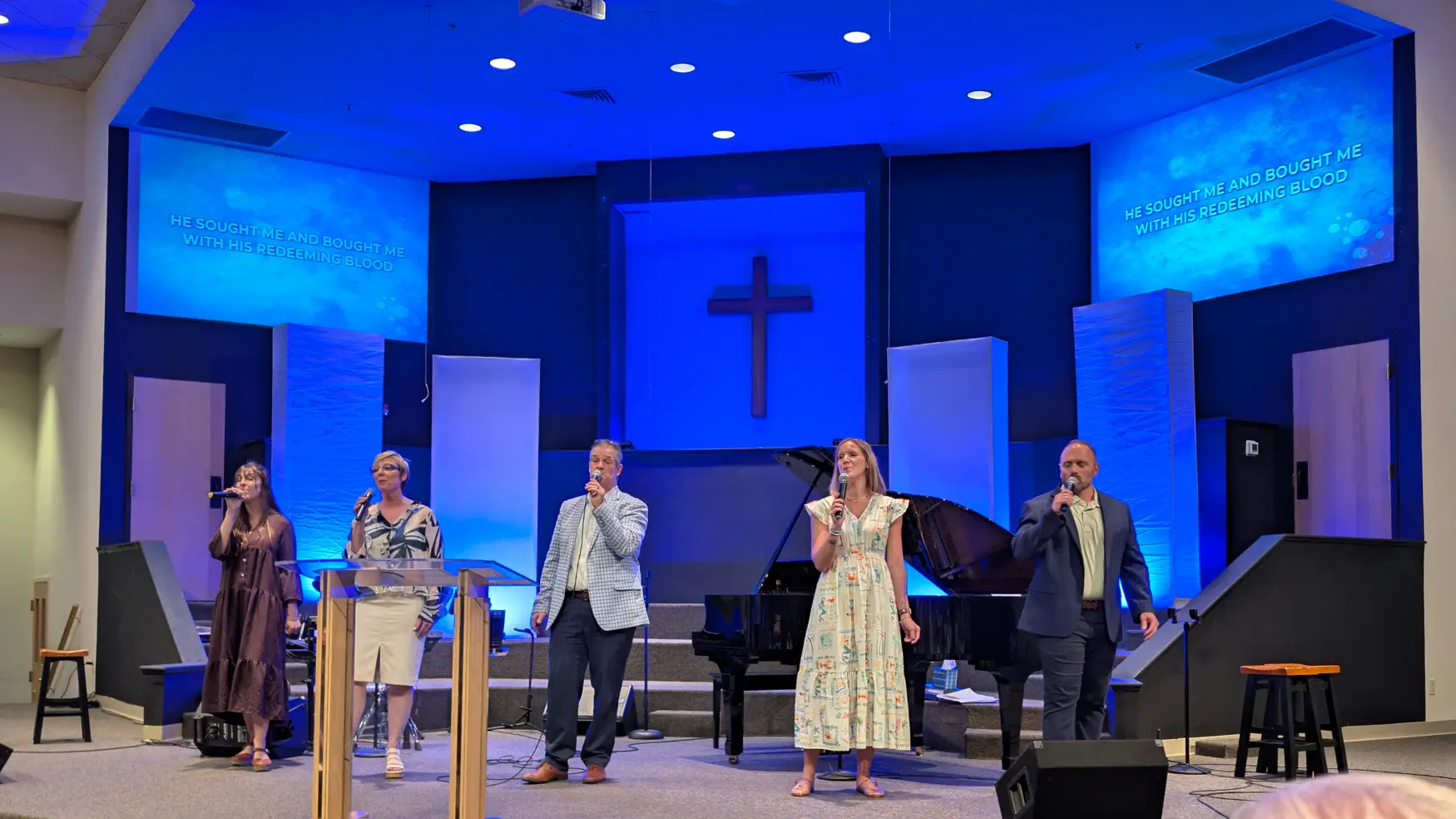 Worship team singing during a Sunday service at Daniels Road Baptist Church
